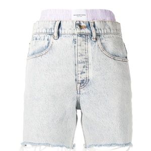 logo-waistband denim shorts